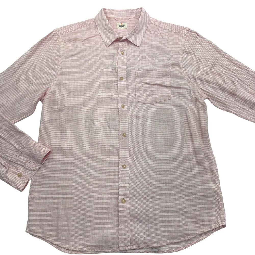 Marine Layer Men's Light Pink Button-Down Casual Shirt